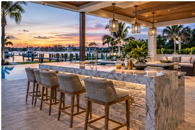 Luxury coastal Florida outdoor kitchen